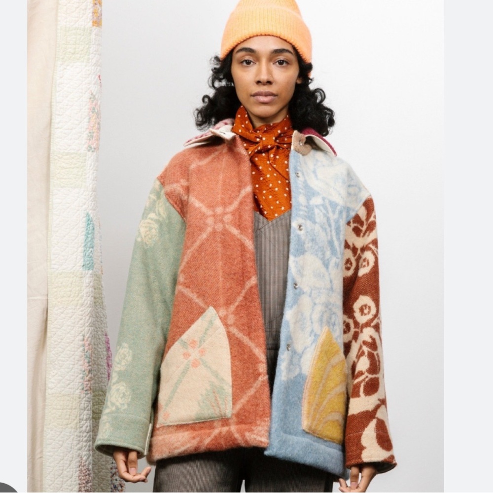 CARLEEN Ardmore OOAK wool blanket patchwork coat jacket Medium